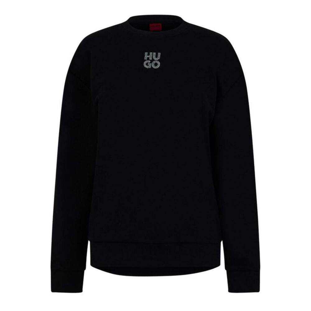 Hugo Womens/Ladies Rhinestone Logo Regular Sweatshirt / Black